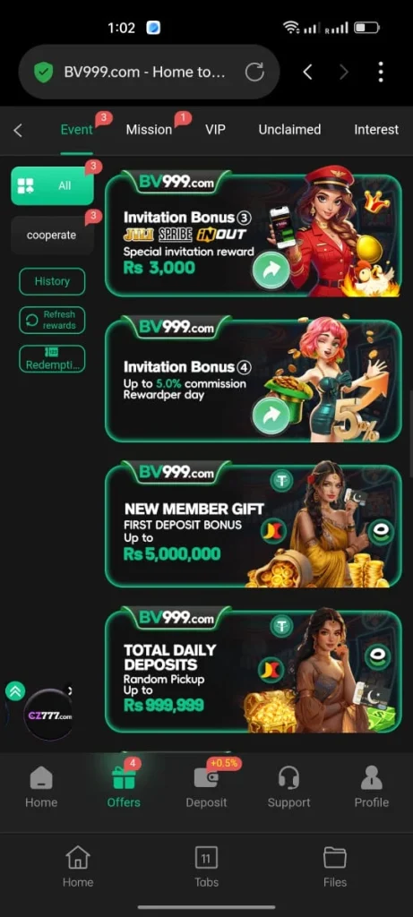 BV999 GAme Bonuses
