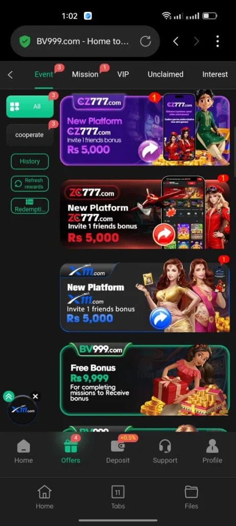 BV999 Game Registration